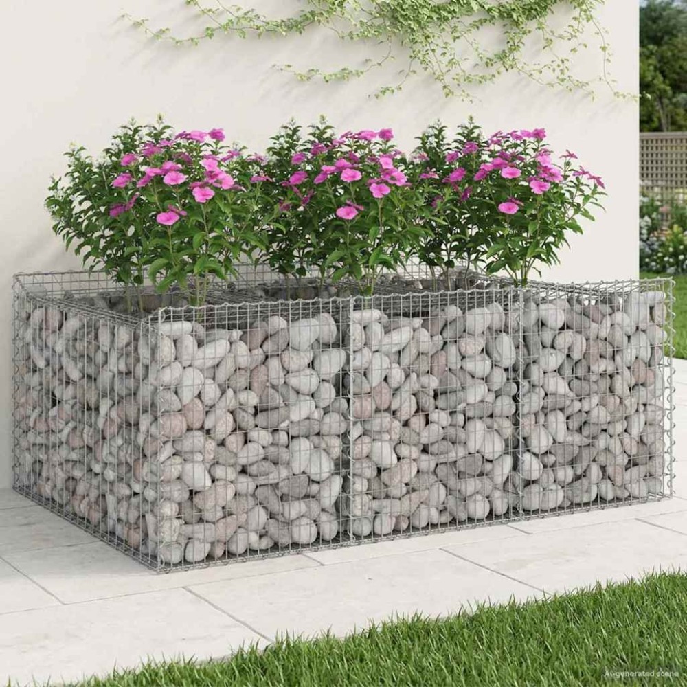 vidaXL Ανασηκωμένο κρεβάτι gabion 150 x 100 x 60 εκ Ασημί
