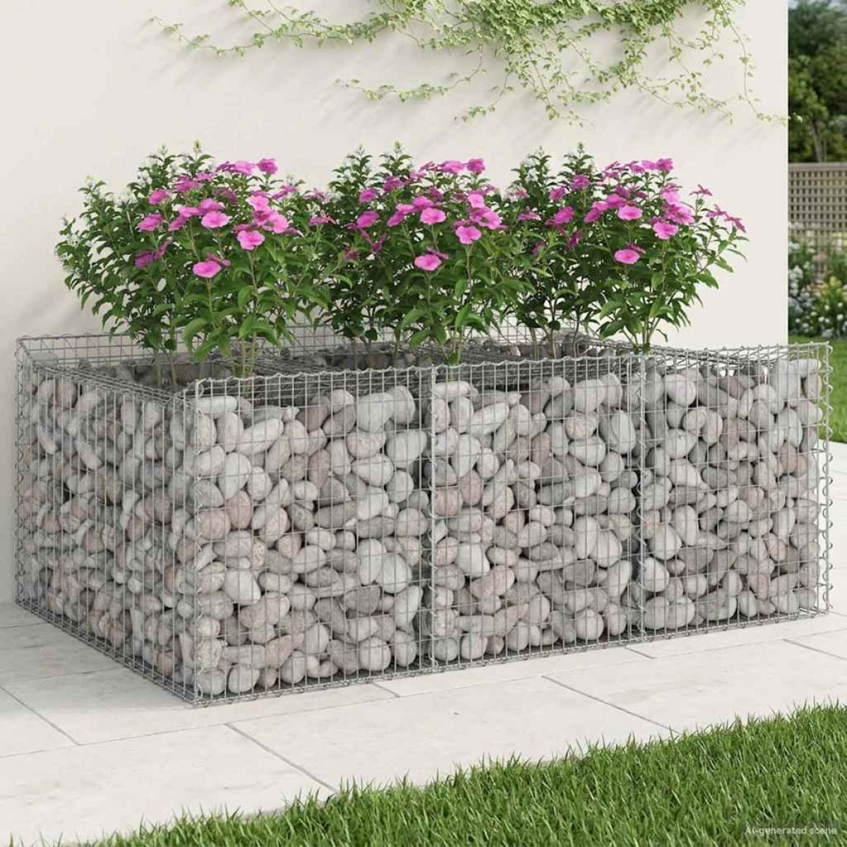 vidaXL Ανασηκωμένο κρεβάτι gabion 150 x 100 x 60 εκ Ασημί