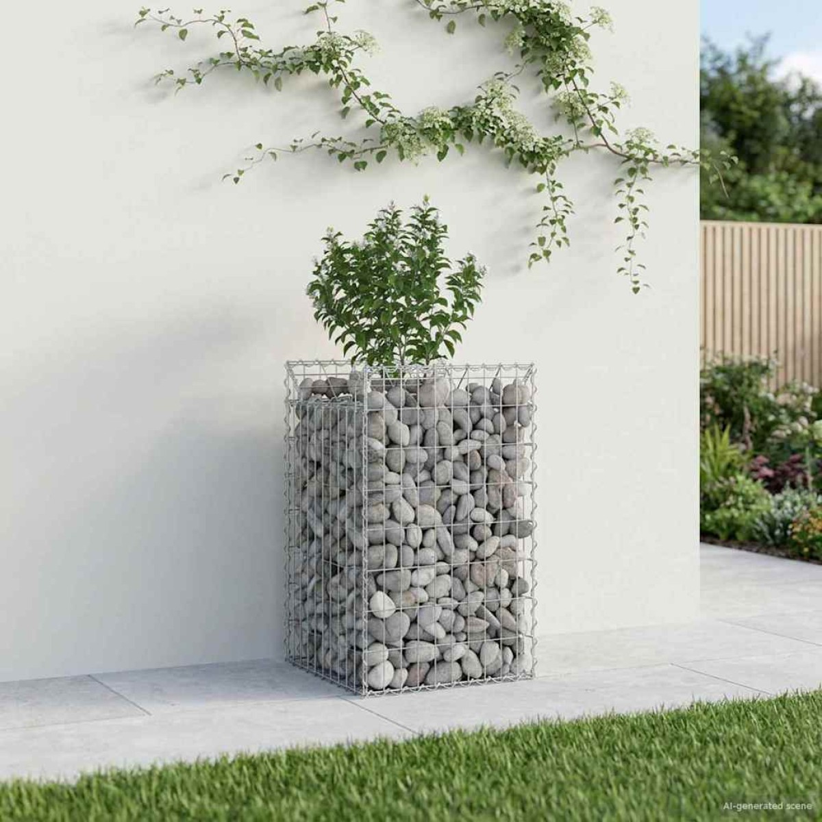 vidaXL Ανασηκωμένο κρεβάτι gabion 50 x 50 x 80 cm Ασημί