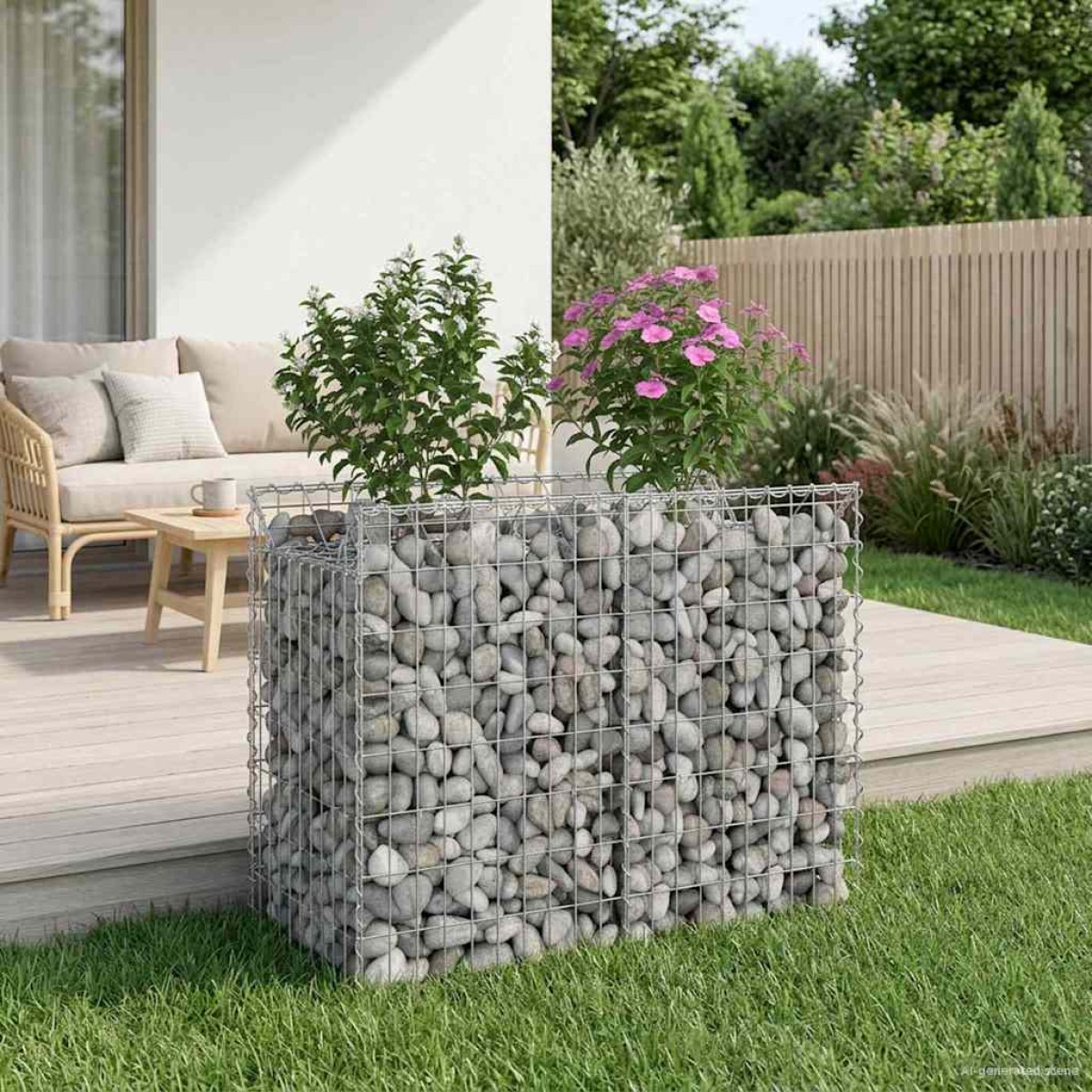 vidaXL Ανασηκωμένο κρεβάτι gabion 100 x 50 x 80 εκ Ασημί