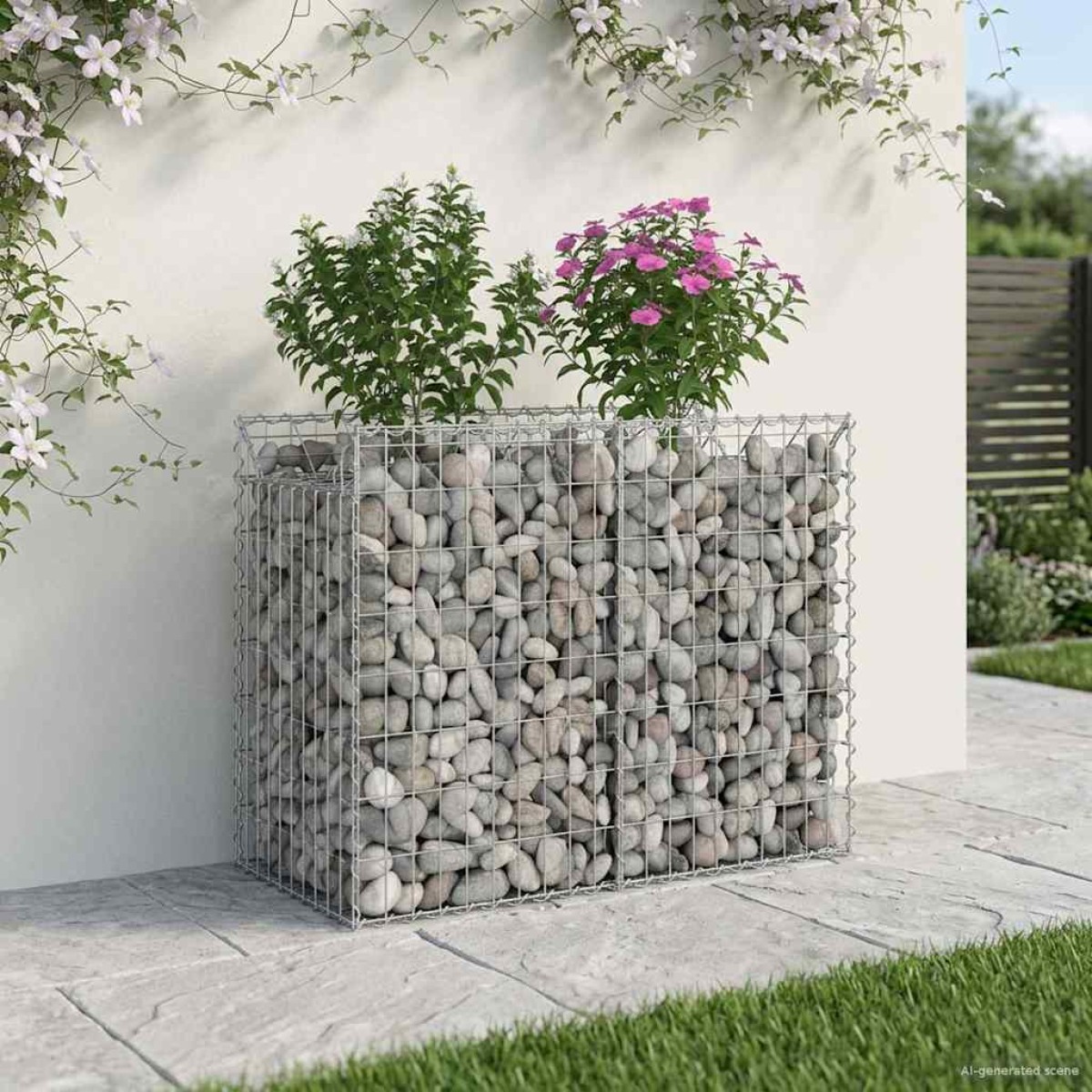 vidaXL Ανασηκωμένο κρεβάτι gabion 100 x 50 x 80 εκ Ασημί