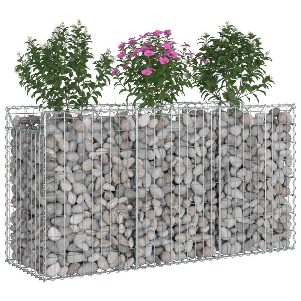 vidaXL Ανασηκωμένο κρεβάτι gabion 150 x 50 x 80 εκ Ασημί
