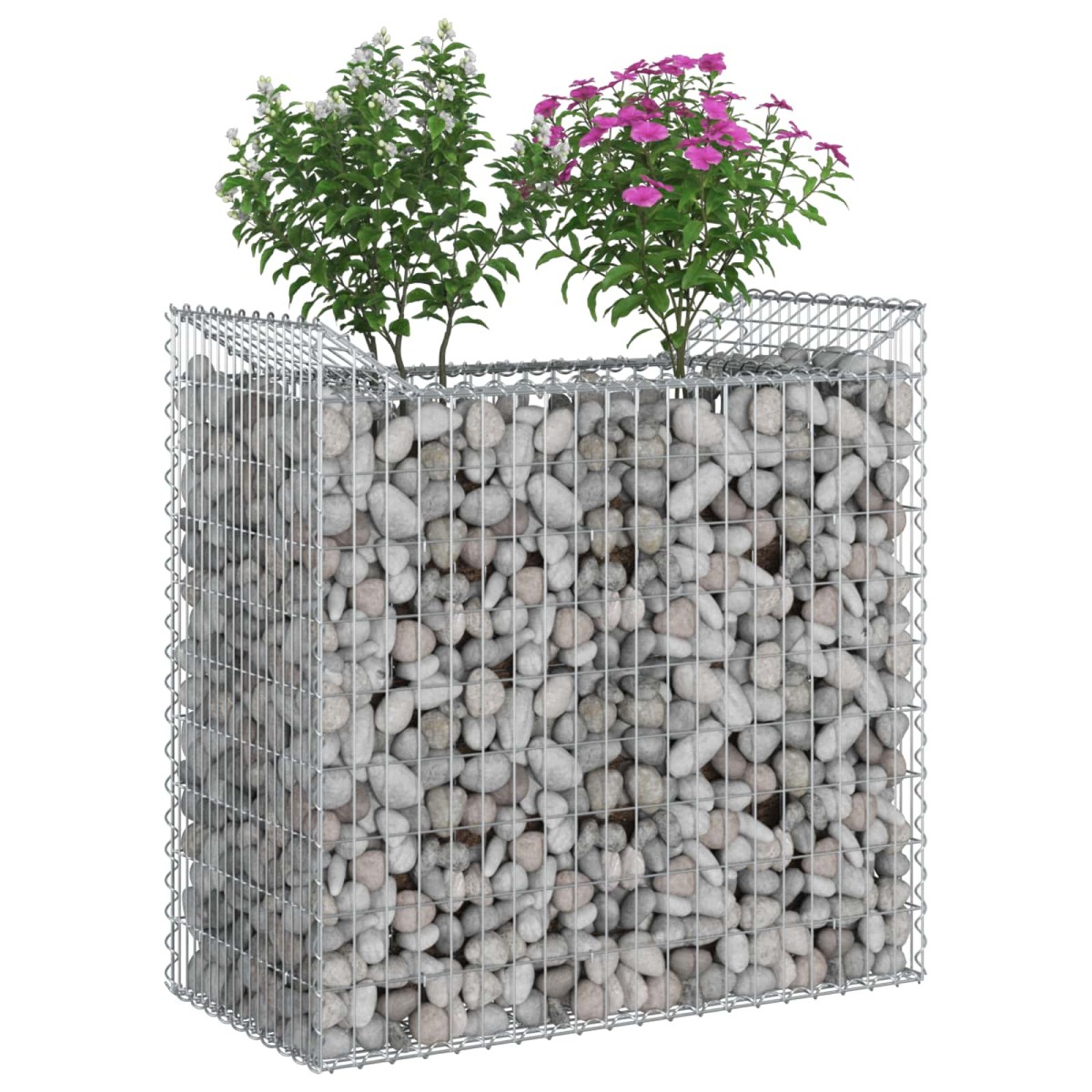 vidaXL Ανασηκωμένο κρεβάτι gabion 50 x 100 x 100 εκ Ασημί