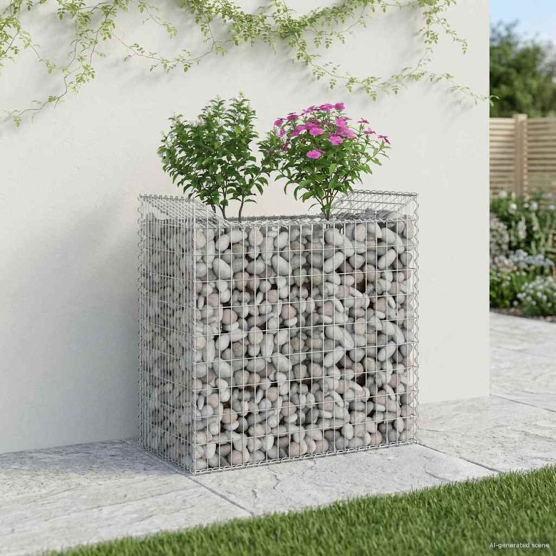 vidaXL Ανασηκωμένο κρεβάτι gabion 50 x 100 x 100 εκ Ασημί
