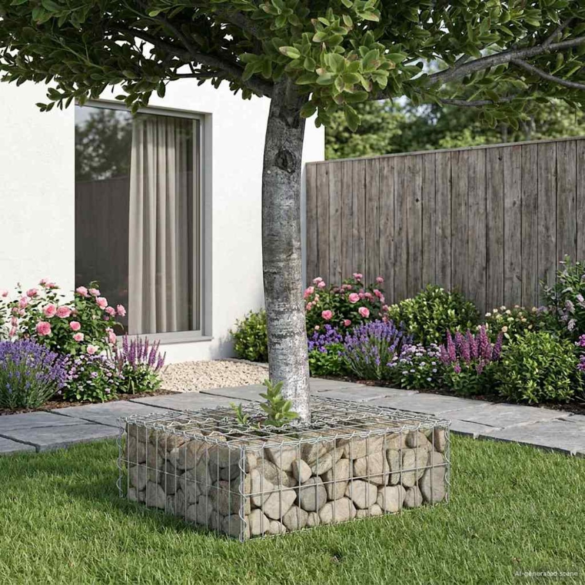 vidaXL Ανασηκωμένο κρεβάτι gabion 60 x 60 x 20 εκ Ασημί