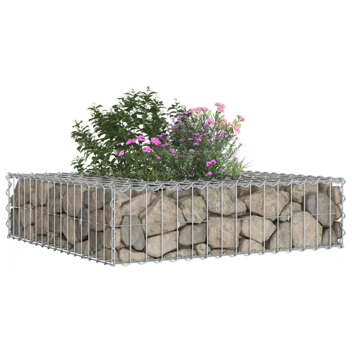 vidaXL Ανασηκωμένο κρεβάτι gabion 80 x 80 x 20 cm Ασημί