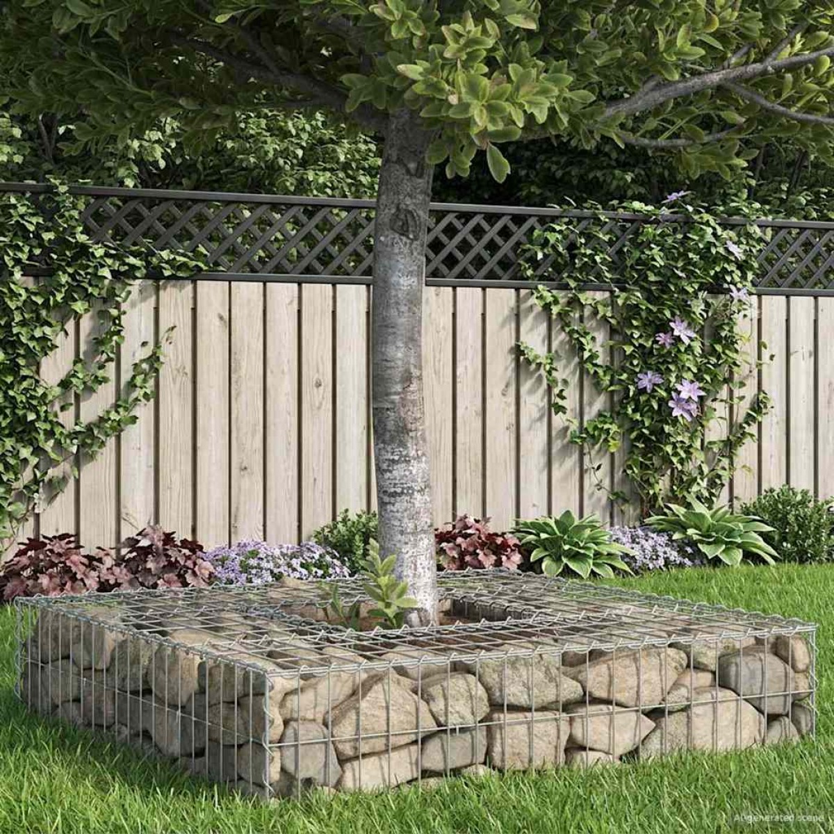 vidaXL Ανασηκωμένο κρεβάτι gabion 100 x 100 x 20 cm Ασημί
