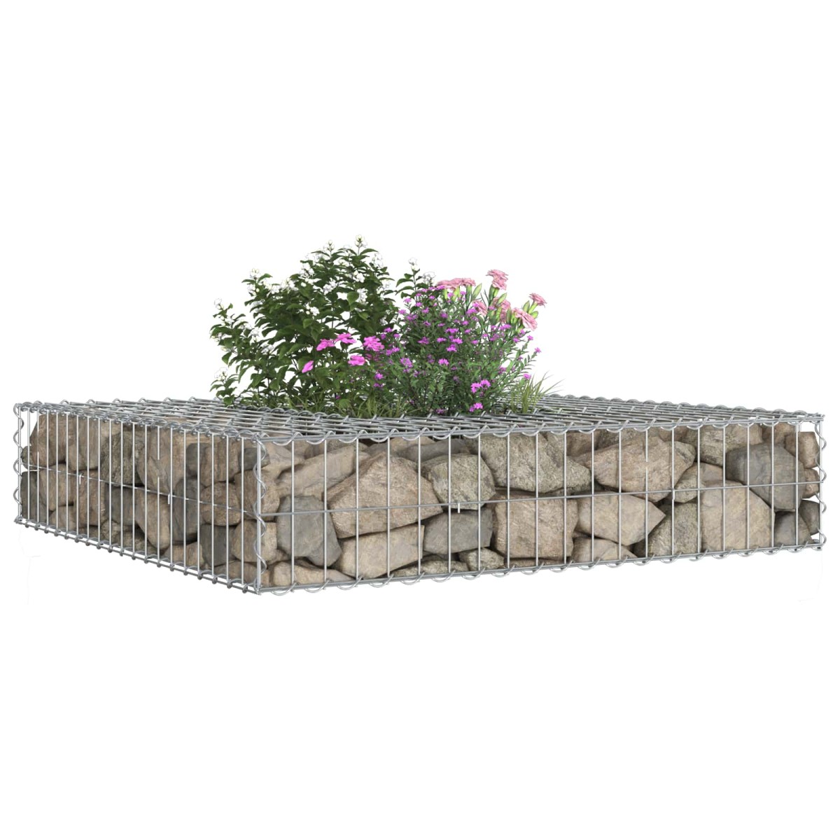 vidaXL Ανασηκωμένο κρεβάτι gabion 100 x 100 x 20 cm Ασημί