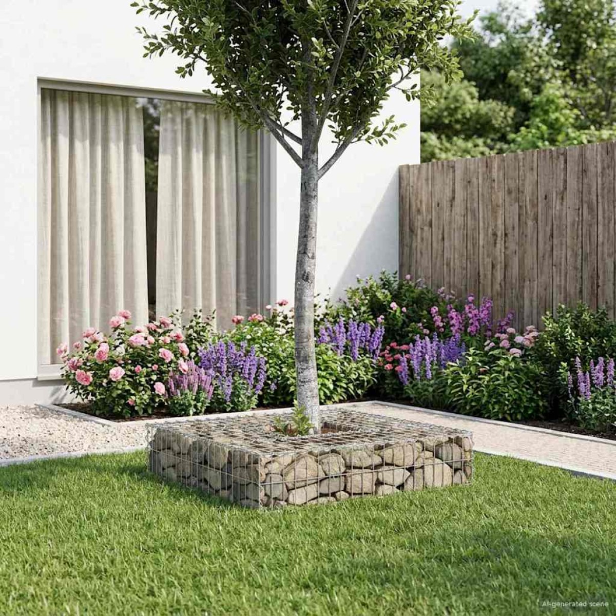 vidaXL Ανασηκωμένο κρεβάτι gabion 100 x 100 x 20 cm Ασημί