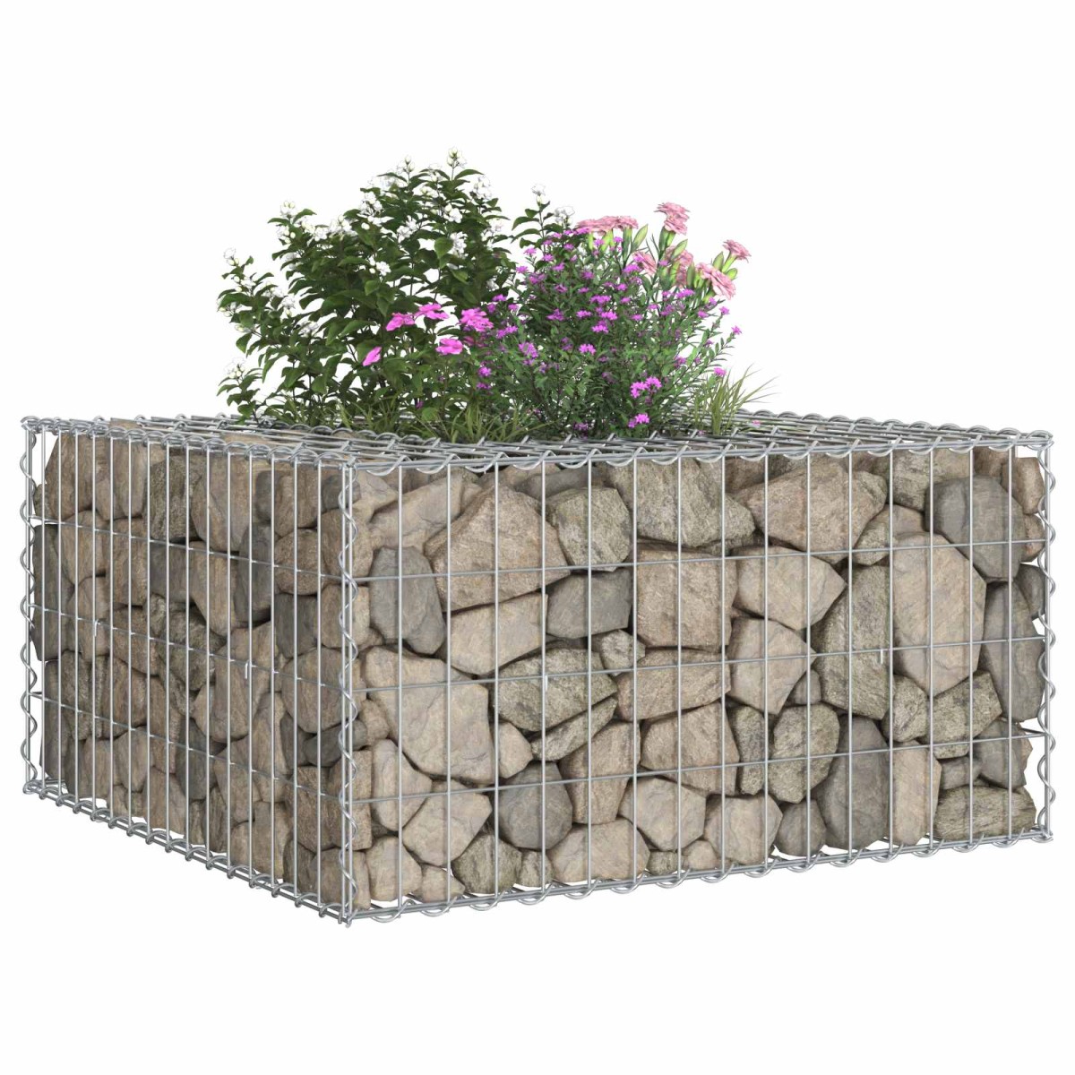 vidaXL Ανασηκωμένο κρεβάτι gabion 80 x 80 x 40 cm Ασημί