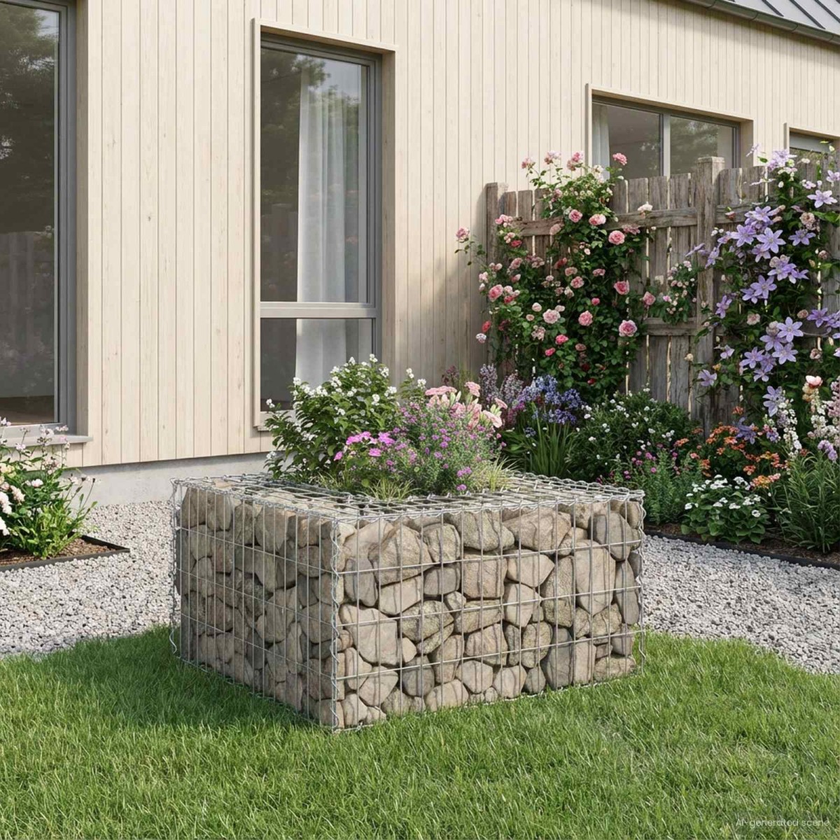 vidaXL Ανασηκωμένο κρεβάτι gabion 80 x 80 x 40 cm Ασημί