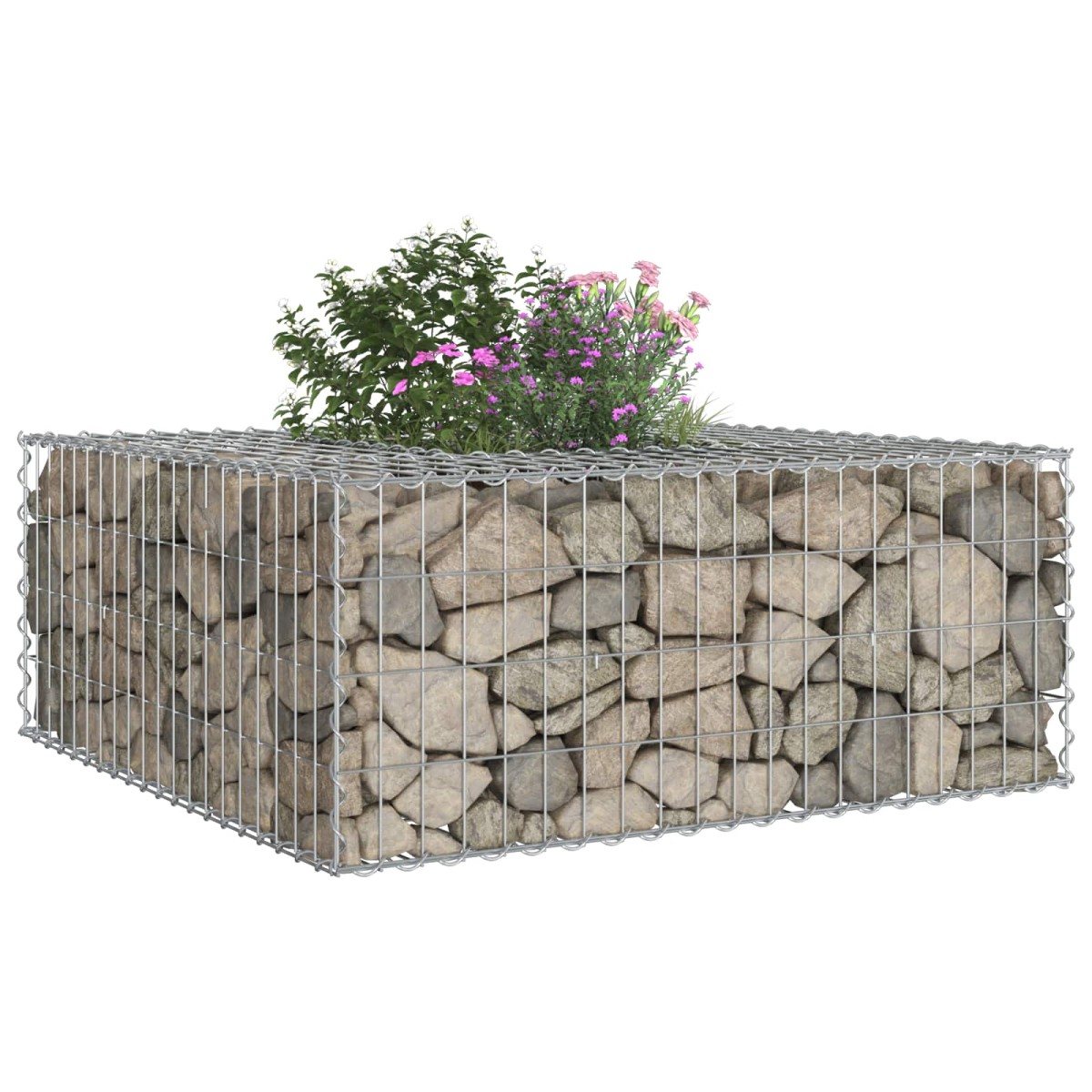 vidaXL Ανασηκωμένο κρεβάτι gabion 100 x 100 x 40 cm Ασημί