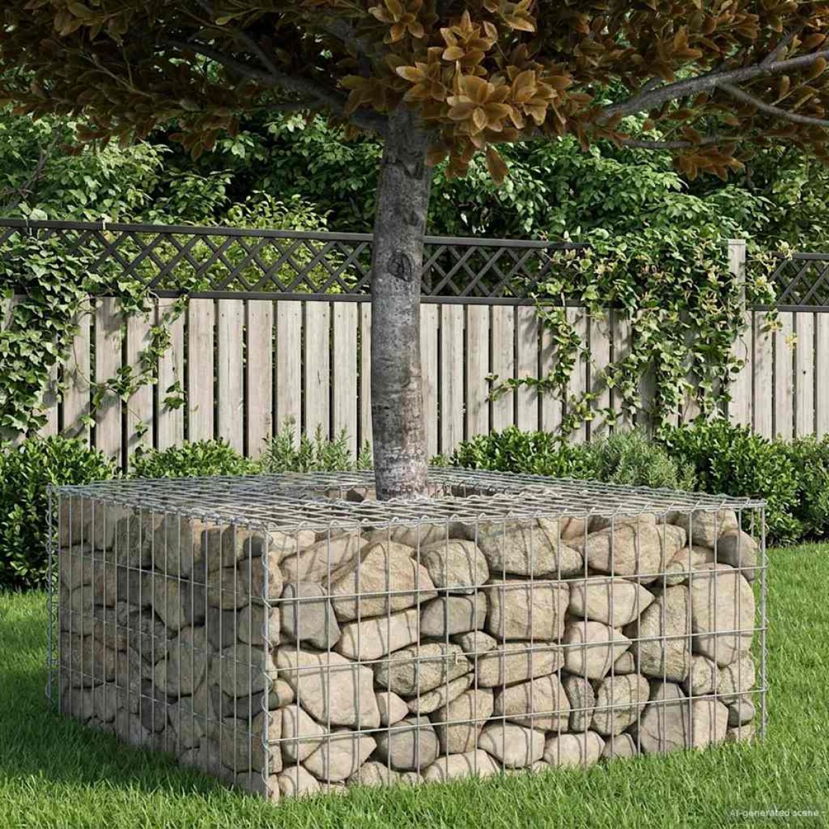 vidaXL Ανασηκωμένο κρεβάτι gabion 100 x 100 x 40 cm Ασημί