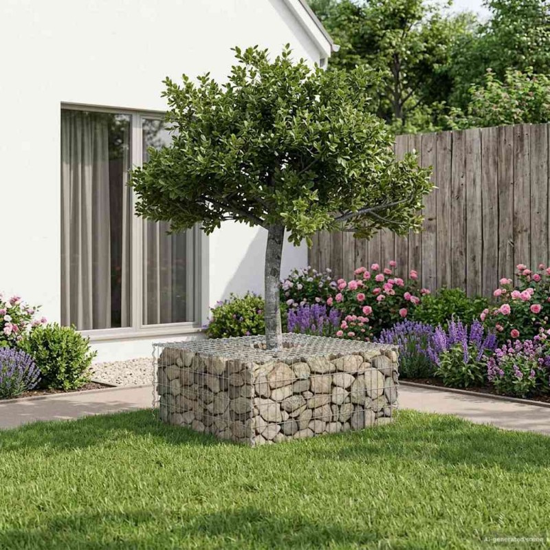 vidaXL Ανασηκωμένο κρεβάτι gabion 100 x 100 x 40 cm Ασημί