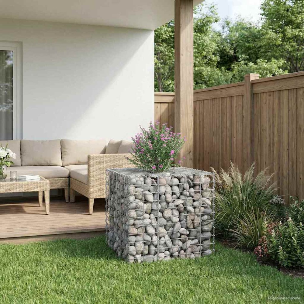 vidaXL Ανασηκωμένο κρεβάτι gabion 60 x 60 x 55 εκ Ασημί