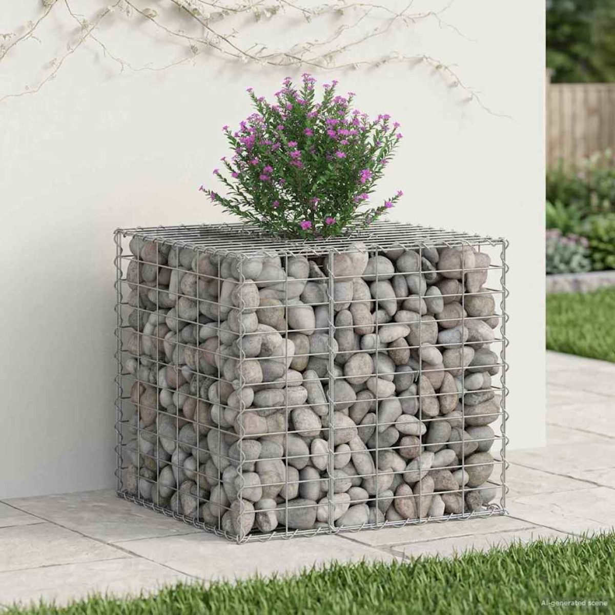 vidaXL Ανασηκωμένο κρεβάτι gabion 60 x 60 x 55 εκ Ασημί
