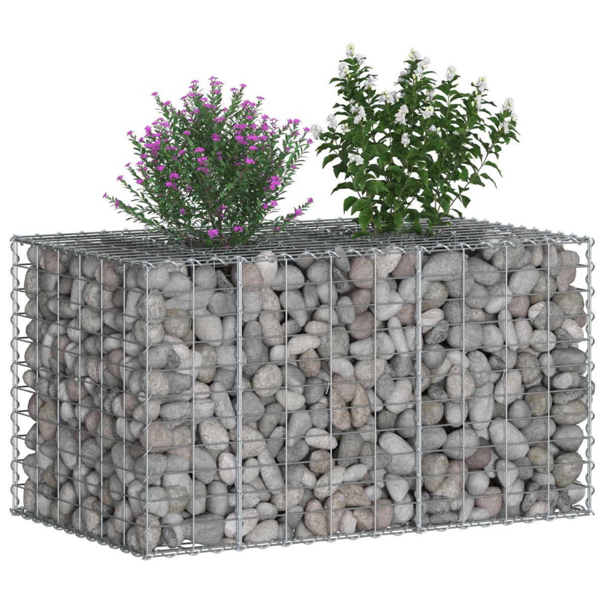 vidaXL Ανασηκωμένο κρεβάτι gabion 100 x 60 x 55 εκ Ασημί