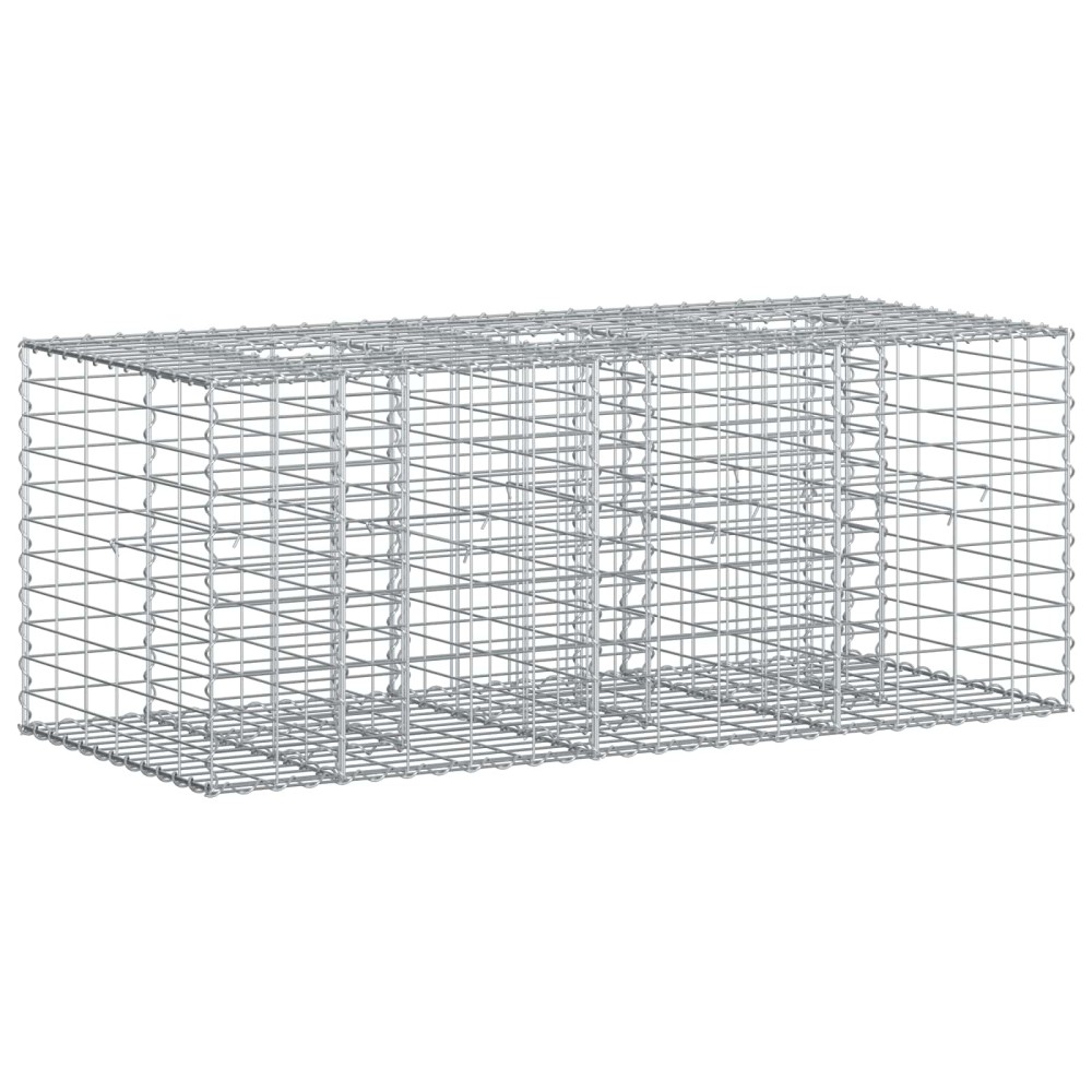 vidaXL Ανασηκωμένο κρεβάτι gabion 140 x 60 x 55 εκ Ασημί