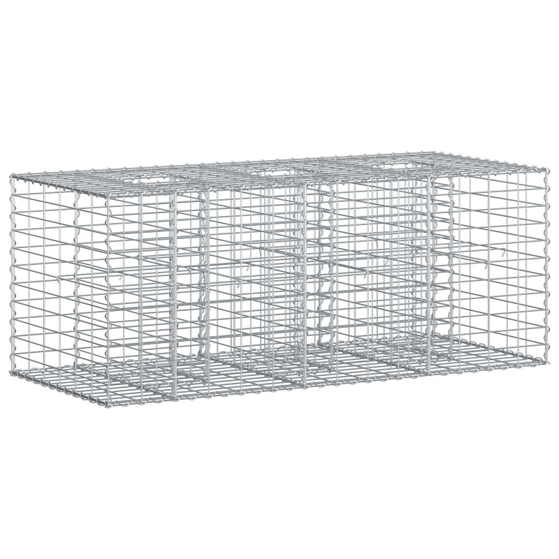 vidaXL Ανασηκωμένο κρεβάτι gabion 140 x 60 x 55 εκ Ασημί