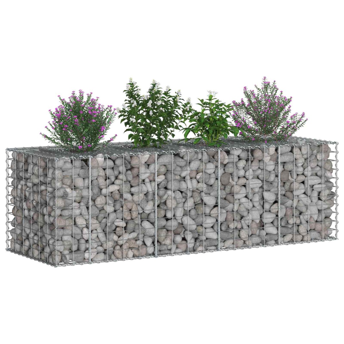 vidaXL Ανασηκωμένο κρεβάτι gabion 180 x 60 x 55 εκ Ασημί
