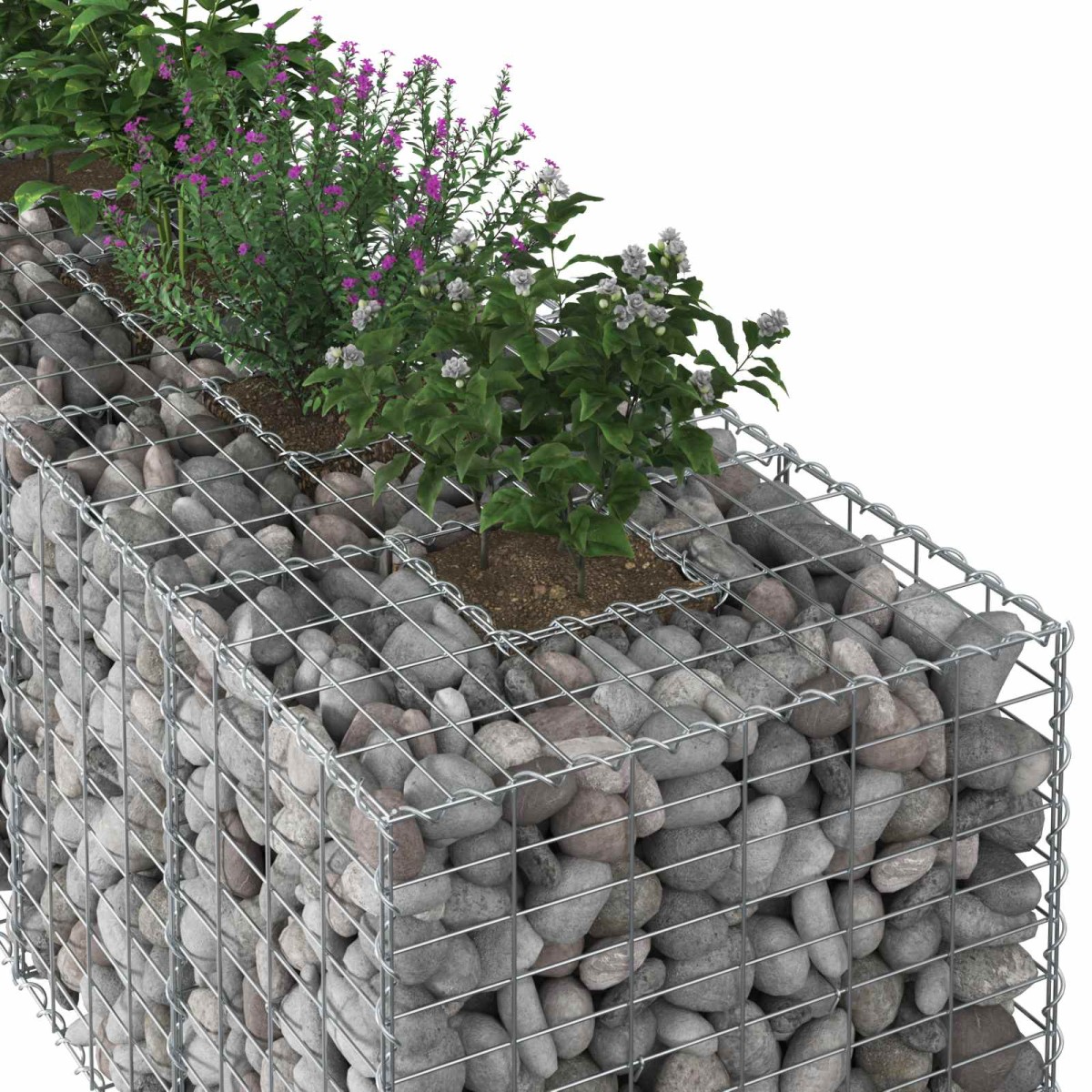 vidaXL Ανασηκωμένο κρεβάτι gabion 180 x 60 x 55 εκ Ασημί