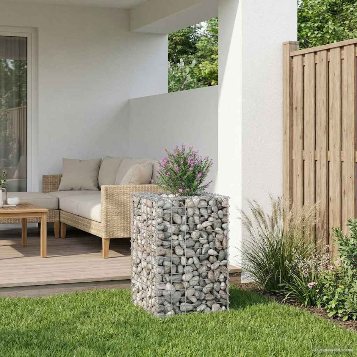 vidaXL Ανασηκωμένο κρεβάτι gabion 50 x 50 x 80 cm Ασημί