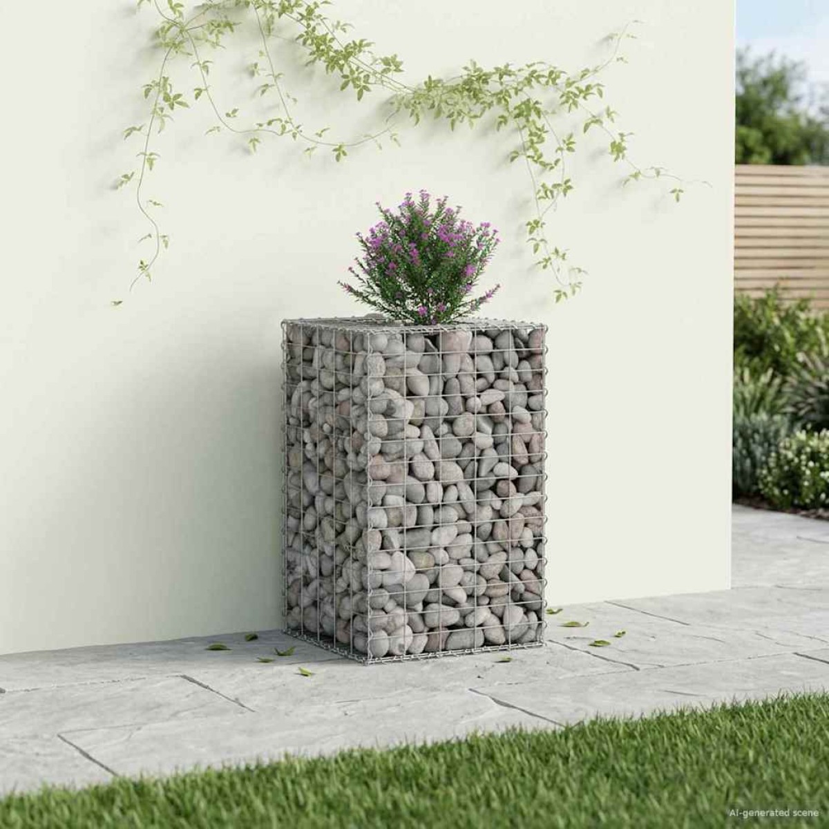 vidaXL Ανασηκωμένο κρεβάτι gabion 50 x 50 x 80 cm Ασημί