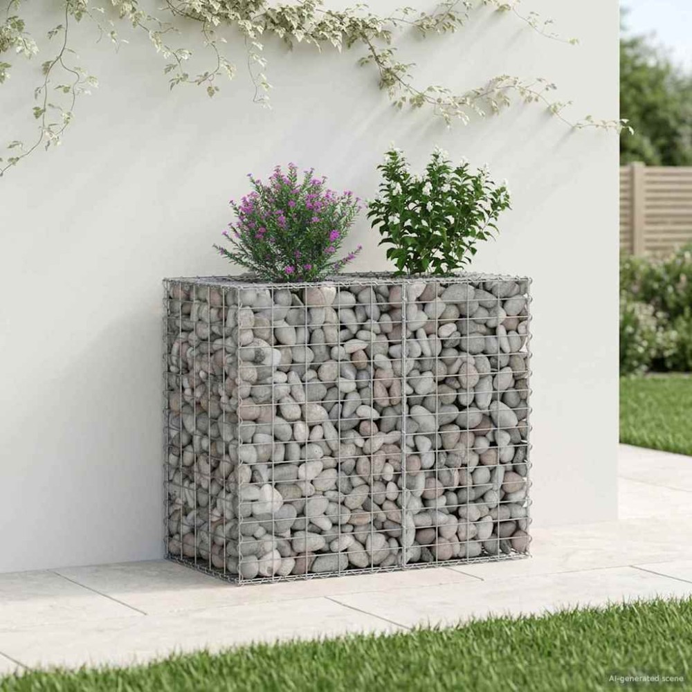 vidaXL Ανασηκωμένο κρεβάτι gabion 90 x 50 x 80 εκ Ασημί