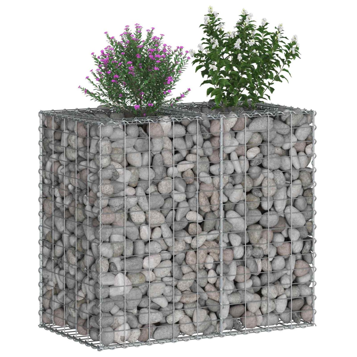 vidaXL Ανασηκωμένο κρεβάτι gabion 90 x 50 x 80 εκ Ασημί