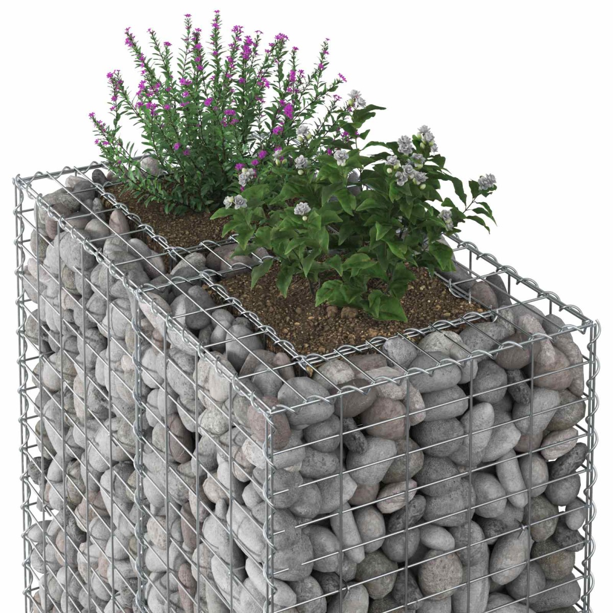 vidaXL Ανασηκωμένο κρεβάτι gabion 90 x 50 x 80 εκ Ασημί