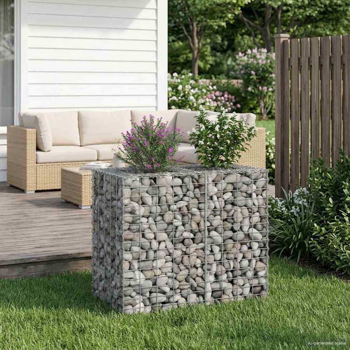 vidaXL Ανασηκωμένο κρεβάτι gabion 90 x 50 x 80 εκ Ασημί