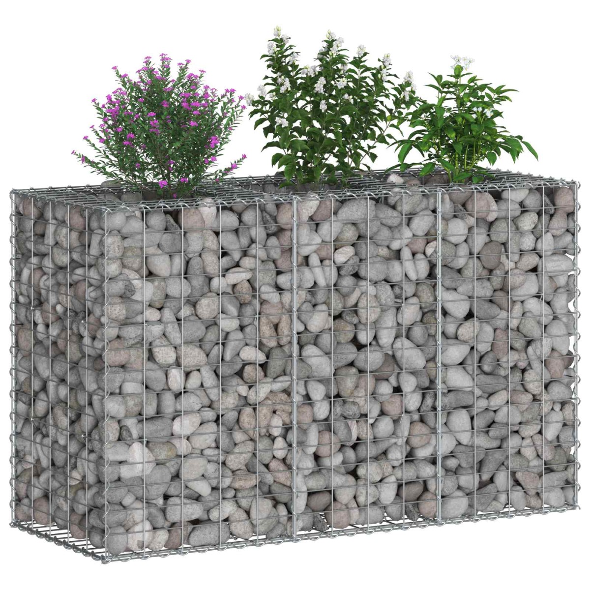 vidaXL Ανασηκωμένο κρεβάτι gabion 130 x 50 x 80 cm Ασημί