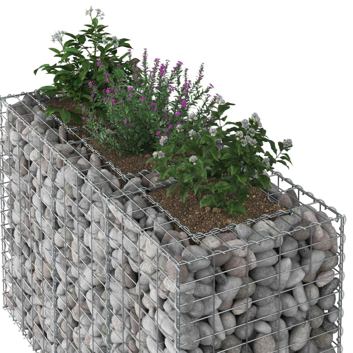vidaXL Ανασηκωμένο κρεβάτι gabion 130 x 50 x 80 cm Ασημί