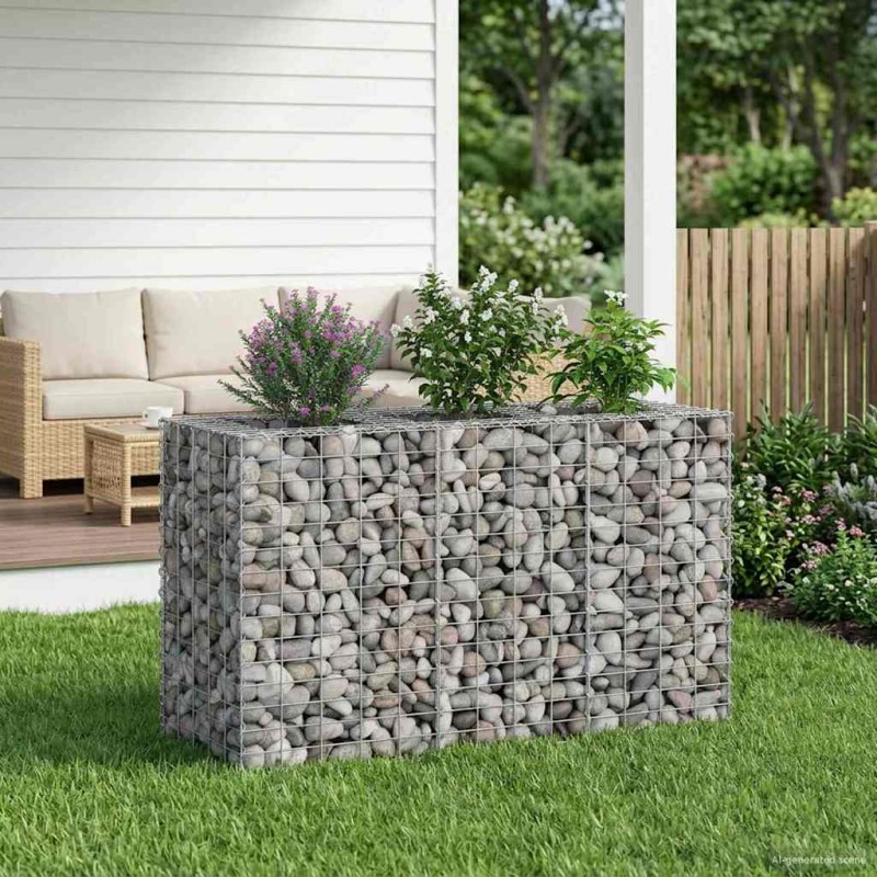 vidaXL Ανασηκωμένο κρεβάτι gabion 130 x 50 x 80 cm Ασημί