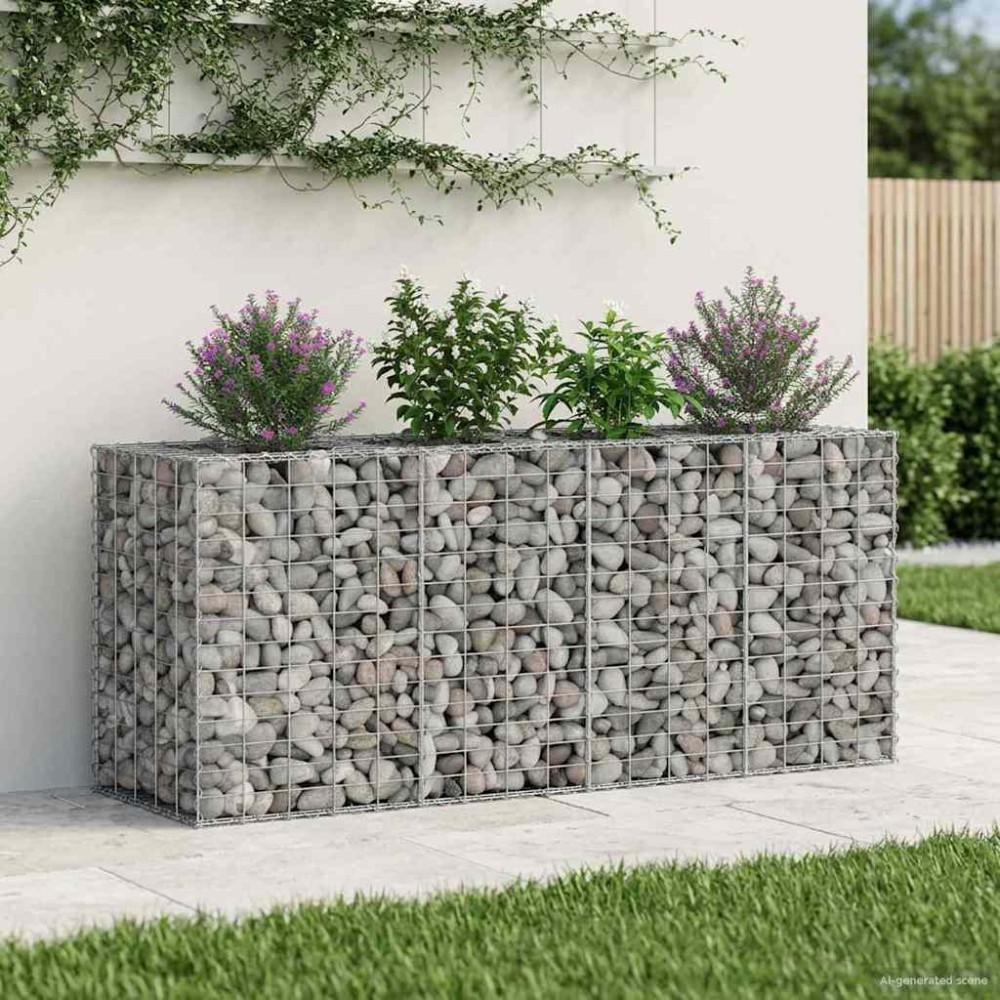 vidaXL Ανασηκωμένο κρεβάτι gabion 170 x 50 x 80 εκ Ασημί
