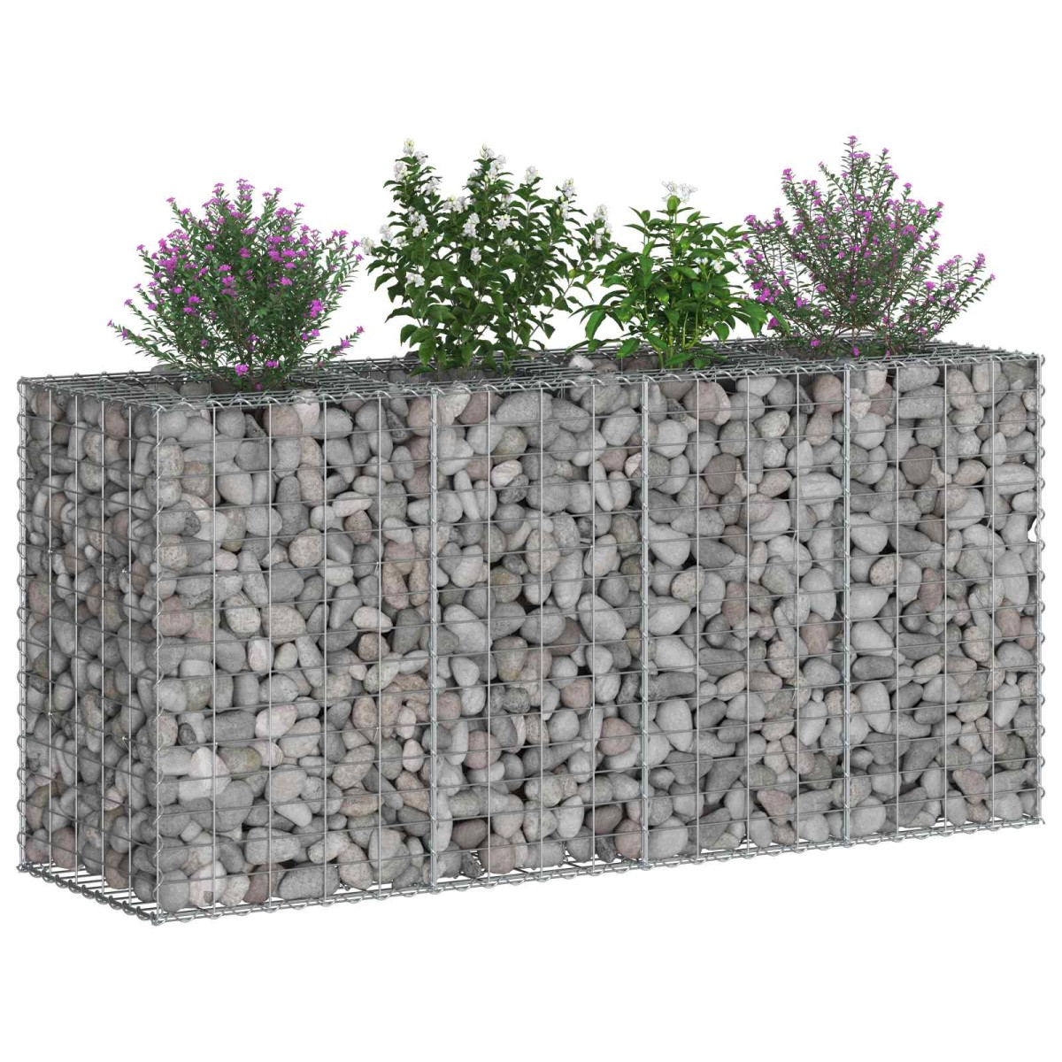 vidaXL Ανασηκωμένο κρεβάτι gabion 170 x 50 x 80 εκ Ασημί