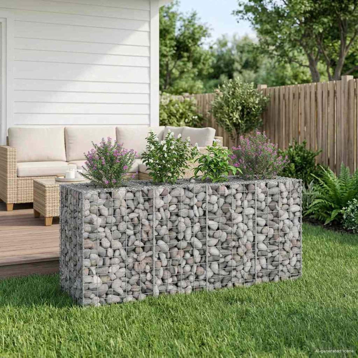 vidaXL Ανασηκωμένο κρεβάτι gabion 170 x 50 x 80 εκ Ασημί