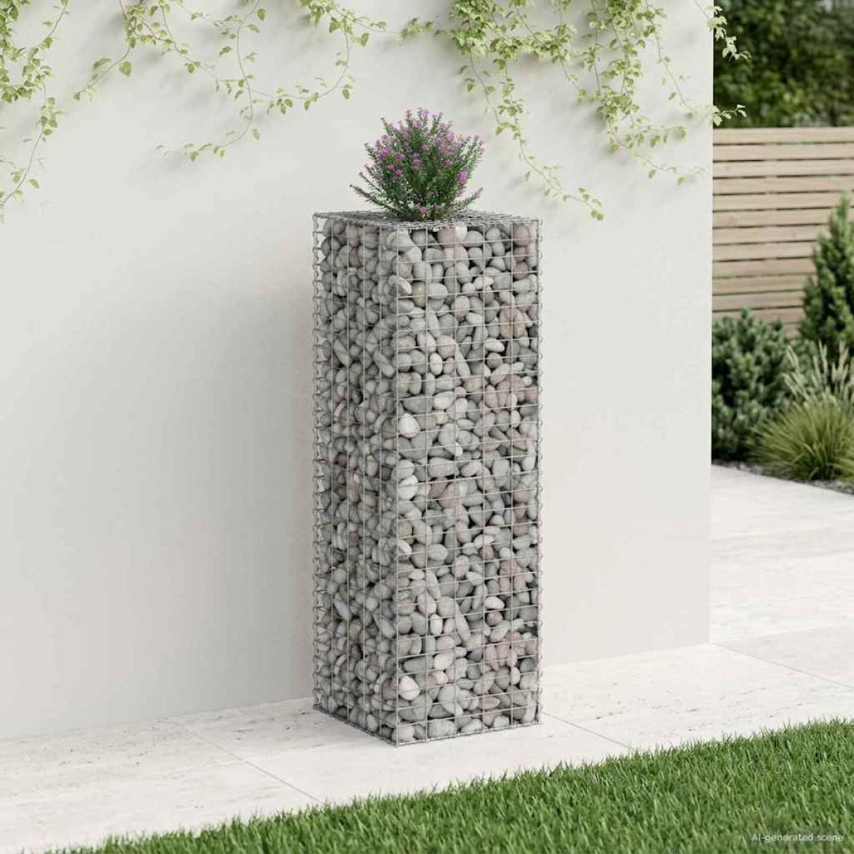 vidaXL Ανασηκωμένο κρεβάτι gabion 50 x 50 x 150 εκ Ασημί