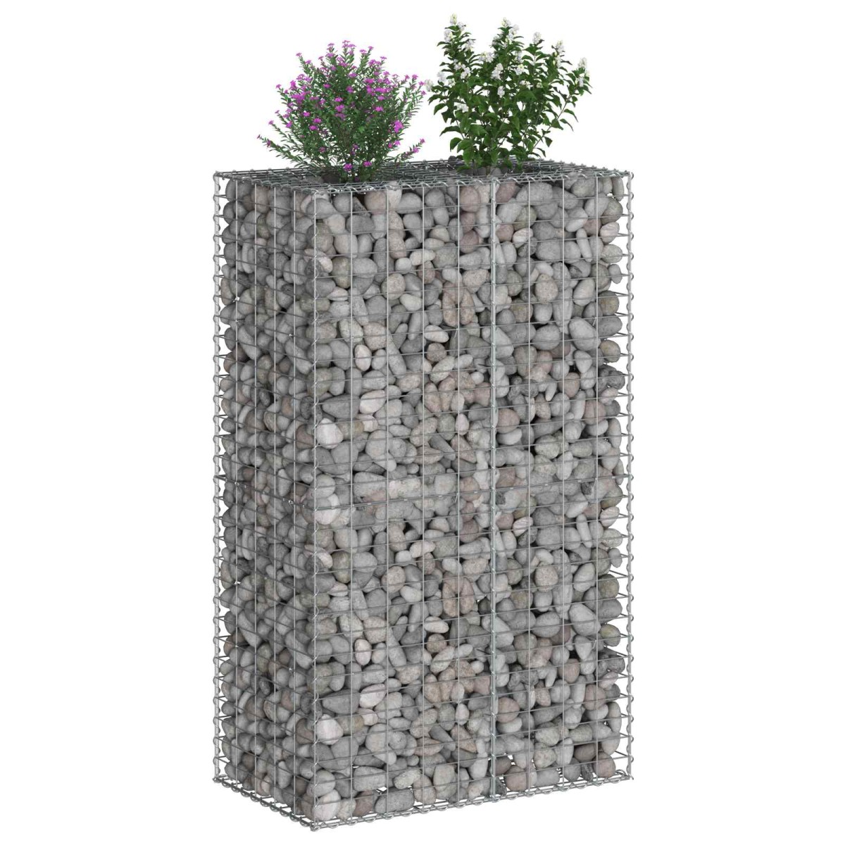 vidaXL Ανασηκωμένο κρεβάτι gabion 90 x 50 x 150 εκ Ασημί