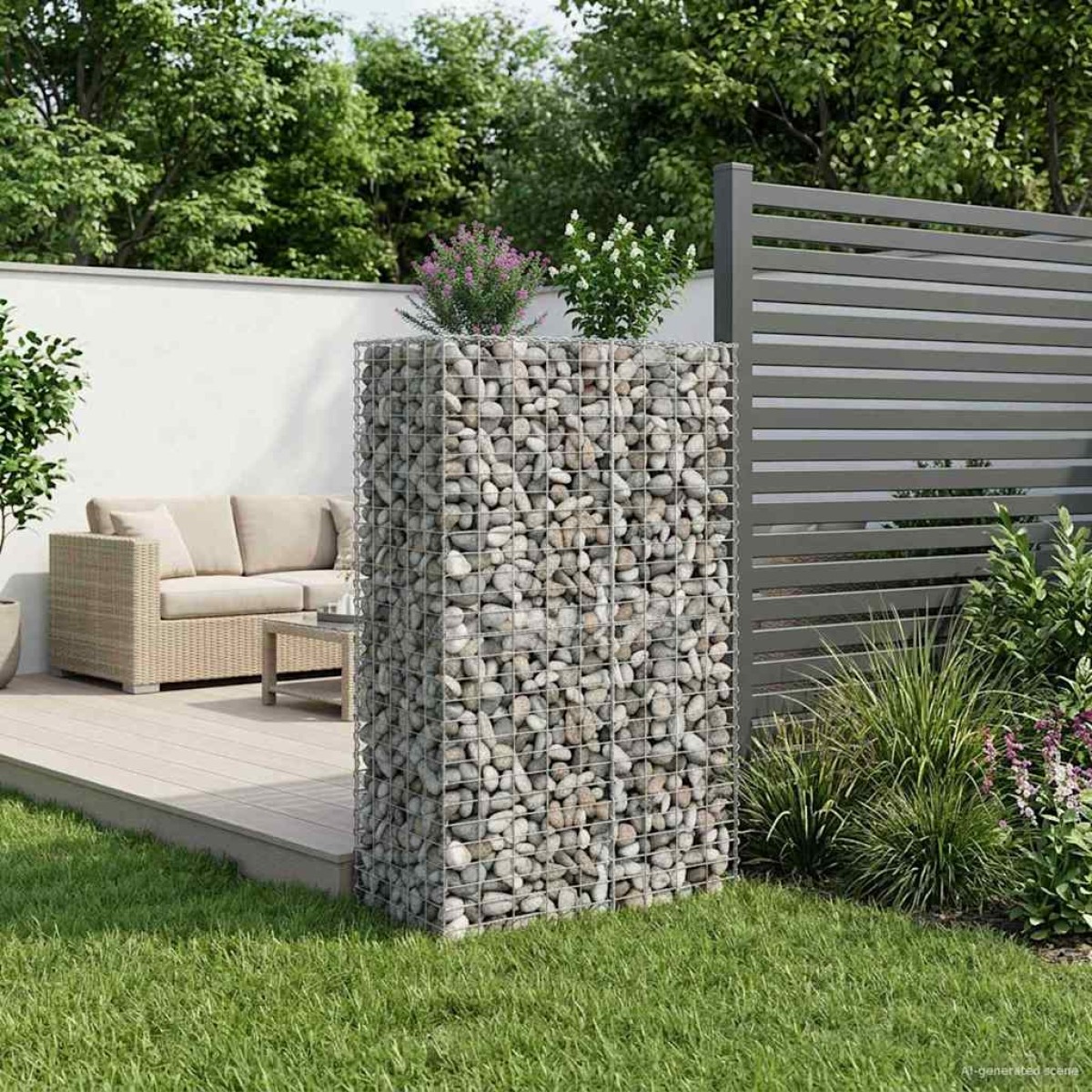 vidaXL Ανασηκωμένο κρεβάτι gabion 90 x 50 x 150 εκ Ασημί
