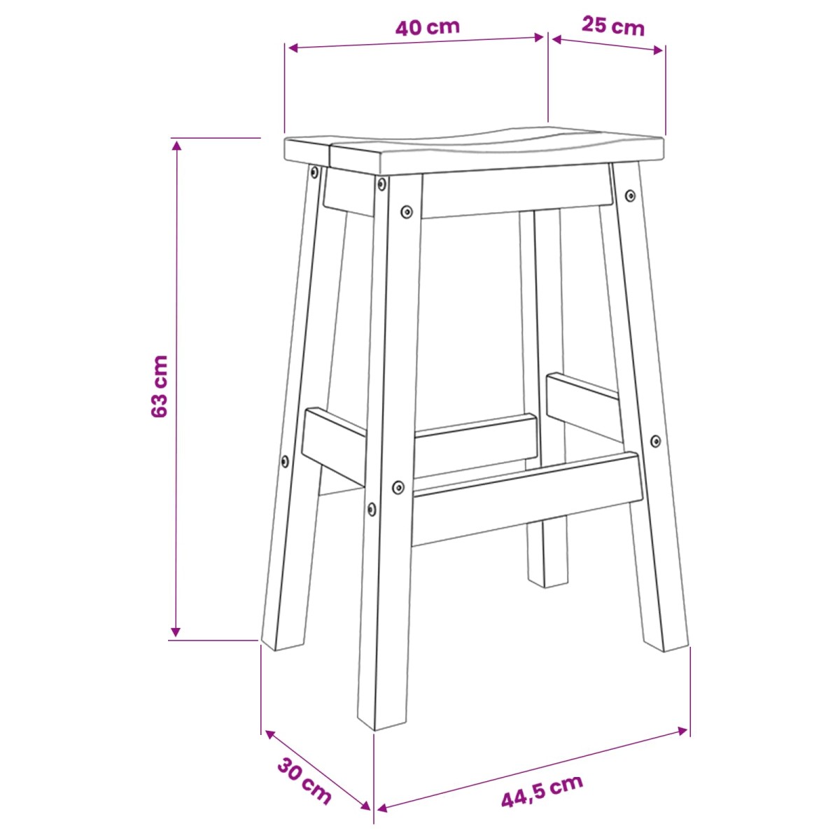 vidaXL Μπαρ σκαμπό 2 τμχ. Λευκό και Κερί Μελιού 44 x 30 x 63 εκ.