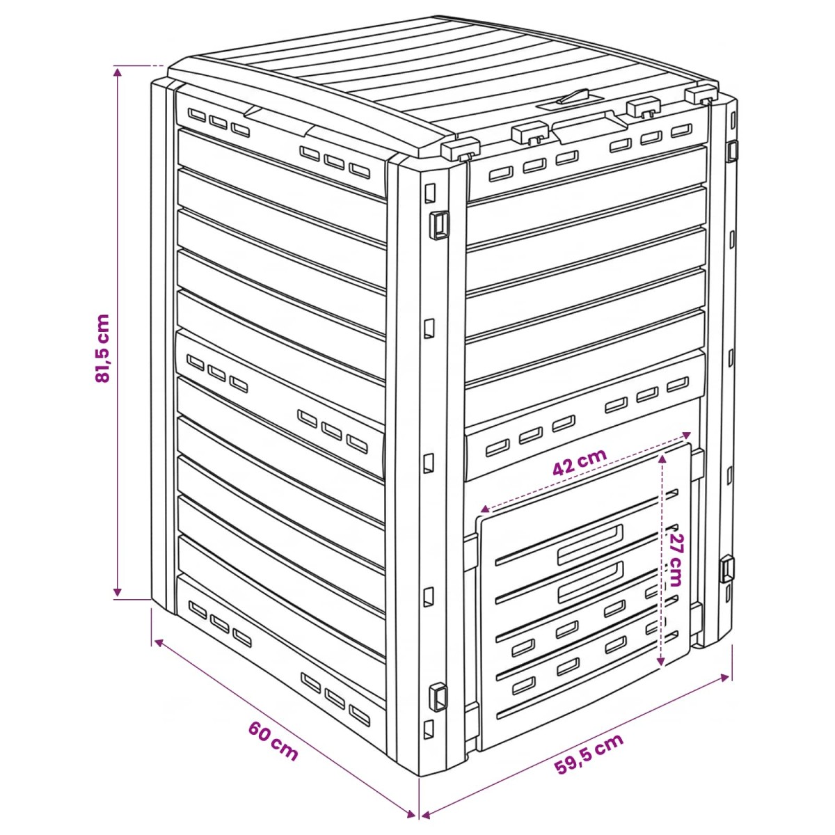 vidaXL Κομποστοποιητής κήπου Μαύρο 59,5 x 60 x 81,5 εκ. 280 l 100% PP