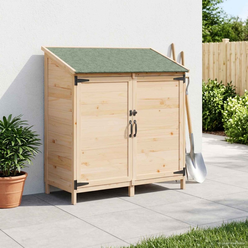 vidaXL Αποθήκη Κήπου Φυσικό 106,5 x 56 x 113,5 εκ. Στερεό Ξύλο Πεύκου