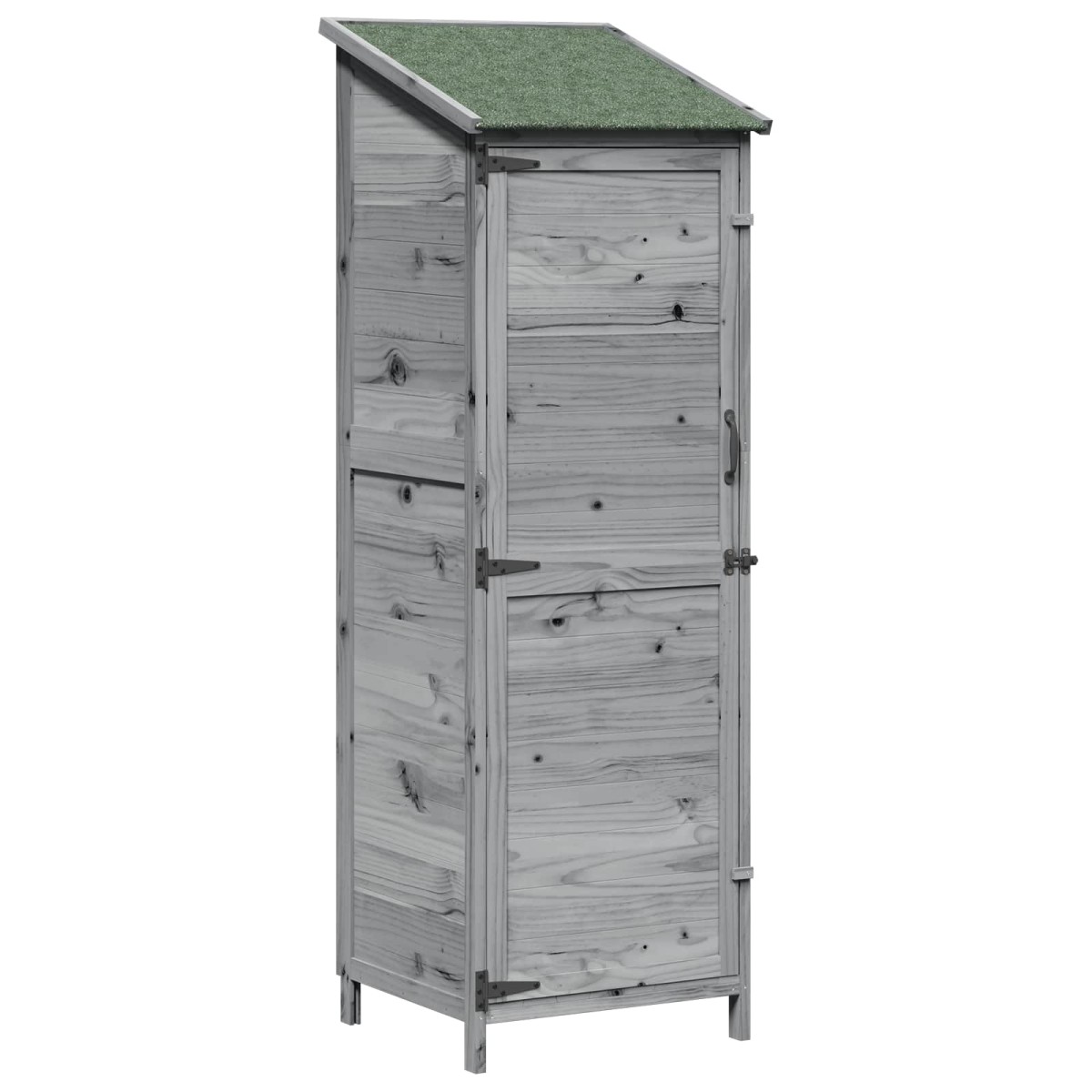 vidaXL Αποθήκη Κήπου Γκρι 59,5 x 56 x 176,5 εκ. Στερεό Ξύλο Πεύκου