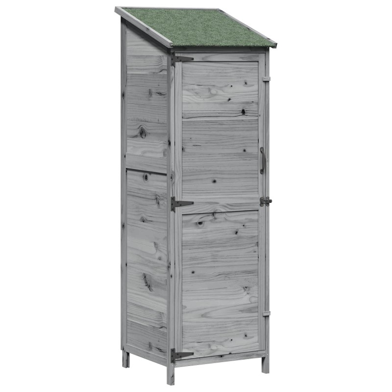 vidaXL Αποθήκη Κήπου Γκρι 59,5 x 56 x 176,5 εκ. Στερεό Ξύλο Πεύκου