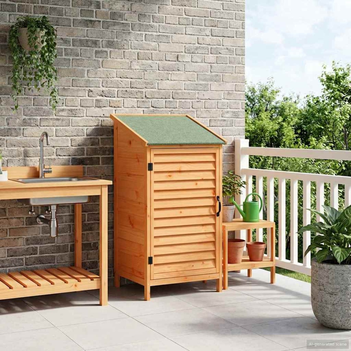 vidaXL Αποθήκη Κήπου Καφέ 59 x 56 x 113,5 εκ Στερεό Ξύλο Πεύκου