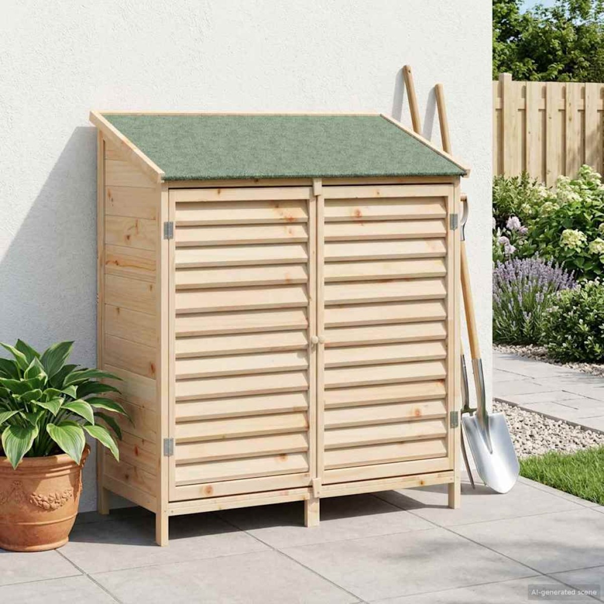 vidaXL Αποθήκη Κήπου Φυσικό 106 x 56 x 113,5 εκ Στερεό Ξύλο Πεύκου