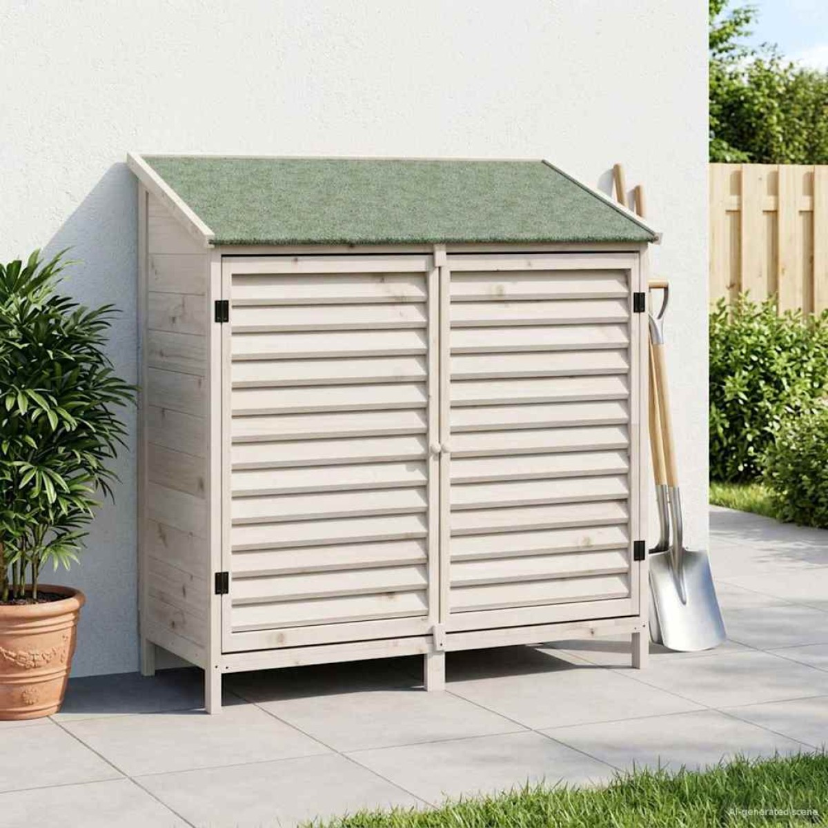 vidaXL Αποθήκη Κήπου Λευκό 106 x 56 x 113,5 εκ Στερεό Ξύλο Πεύκου