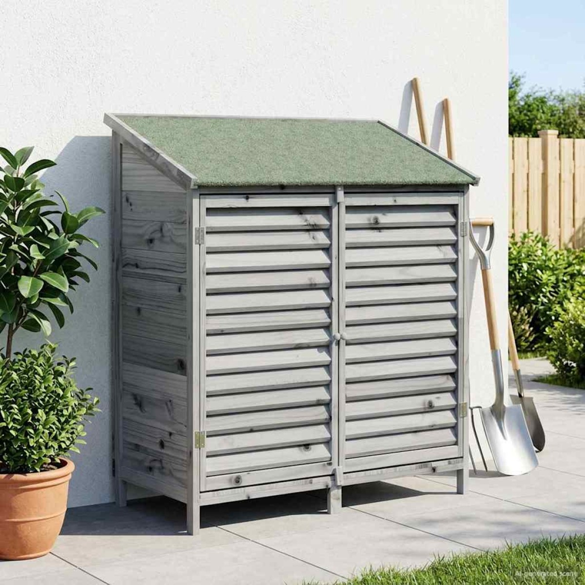 vidaXL Αποθήκη Κήπου Γκρι 106 x 56 x 113,5 εκ Στερεό Ξύλο Πεύκου
