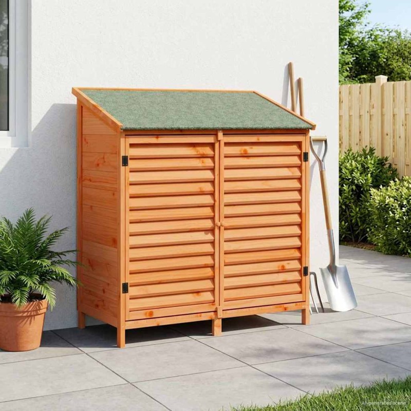 vidaXL Αποθήκη Κήπου Καφέ 106 x 56 x 113,5 εκ Στερεό Ξύλο Πεύκου